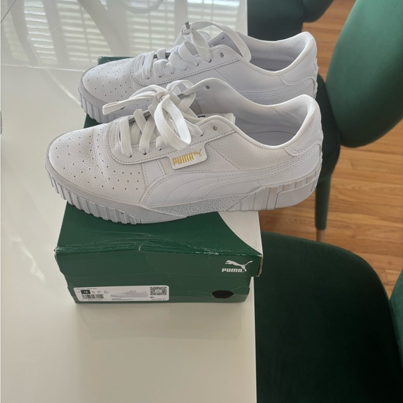 Crisp White Leather Pumas - Picture 4 of 5